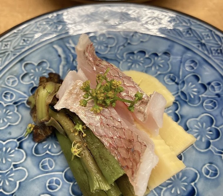 鯛と春の山菜
